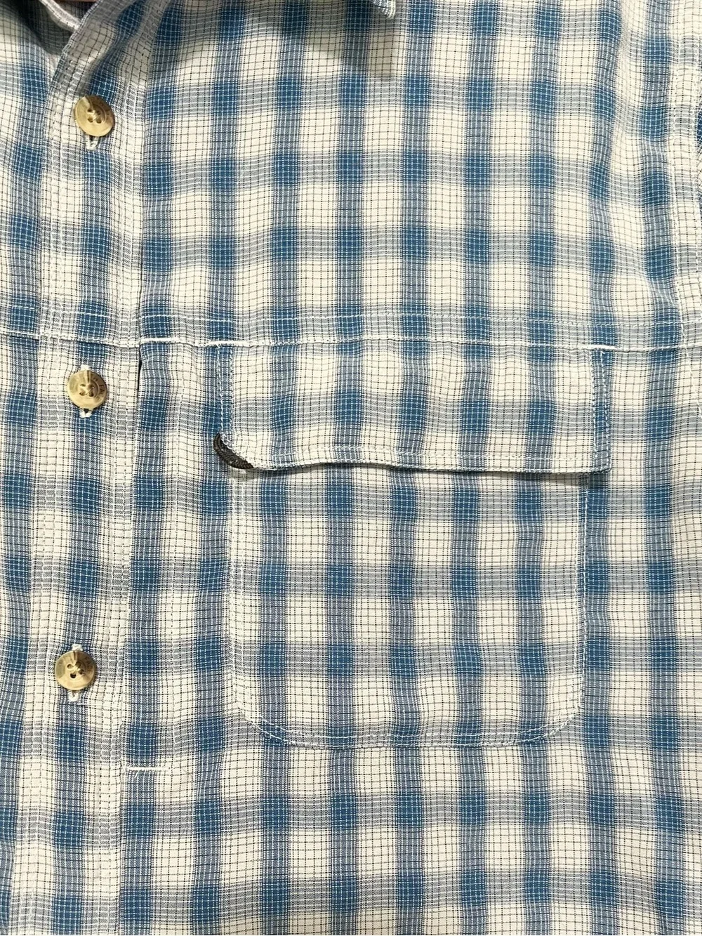 The North Face Blue and White Checked Short-Sleeve Button-Down Shirt